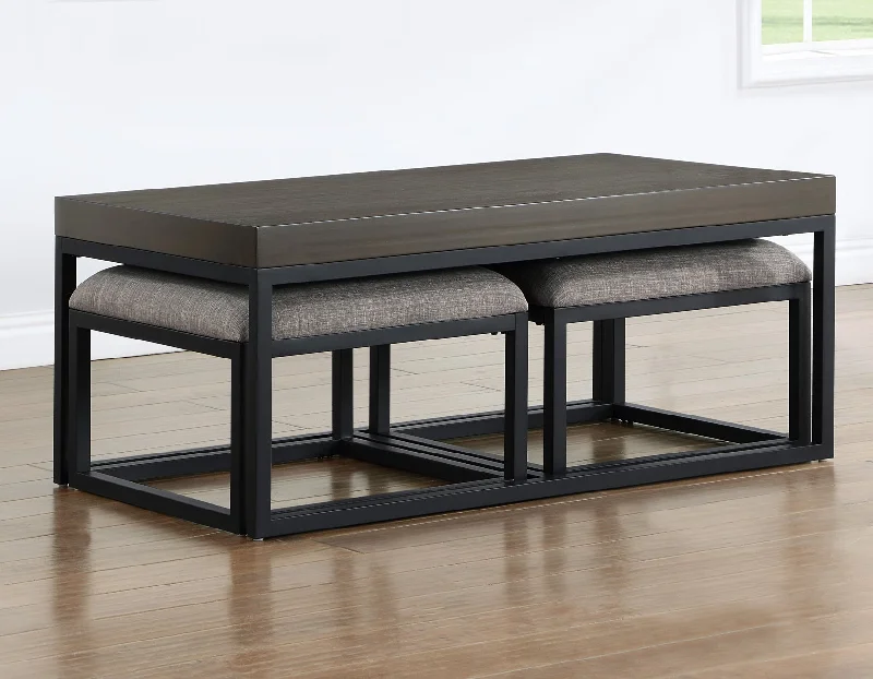 Yukon Rectangular Nesting Coffee Table with 2 Stools