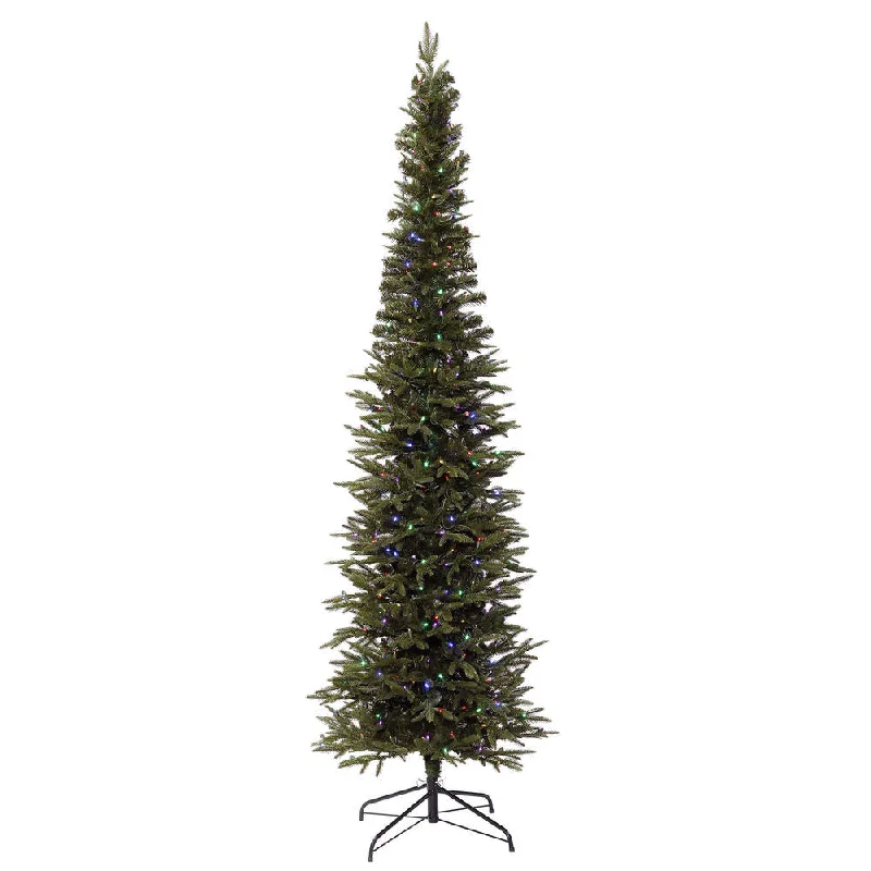 10' Bixley Pencil Fir Artificial Christmas Tree Multi-colored Dura-Lit LED