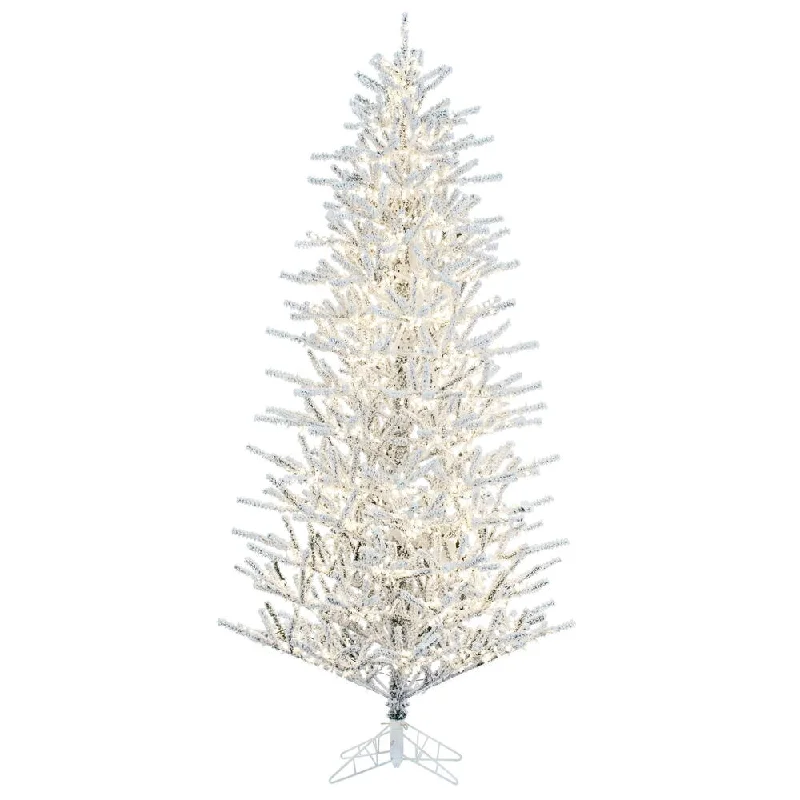 10' x 59" Flocked Pistol Pine Artificial Pre-lit Xmas Tree Warm White 3mm LED