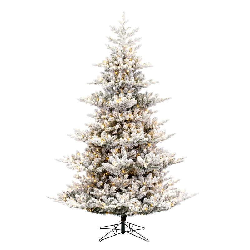 7.5' x 61" Flocked Hudson Fraser Fir Artificial Xmas Tree LED Warm White Lights