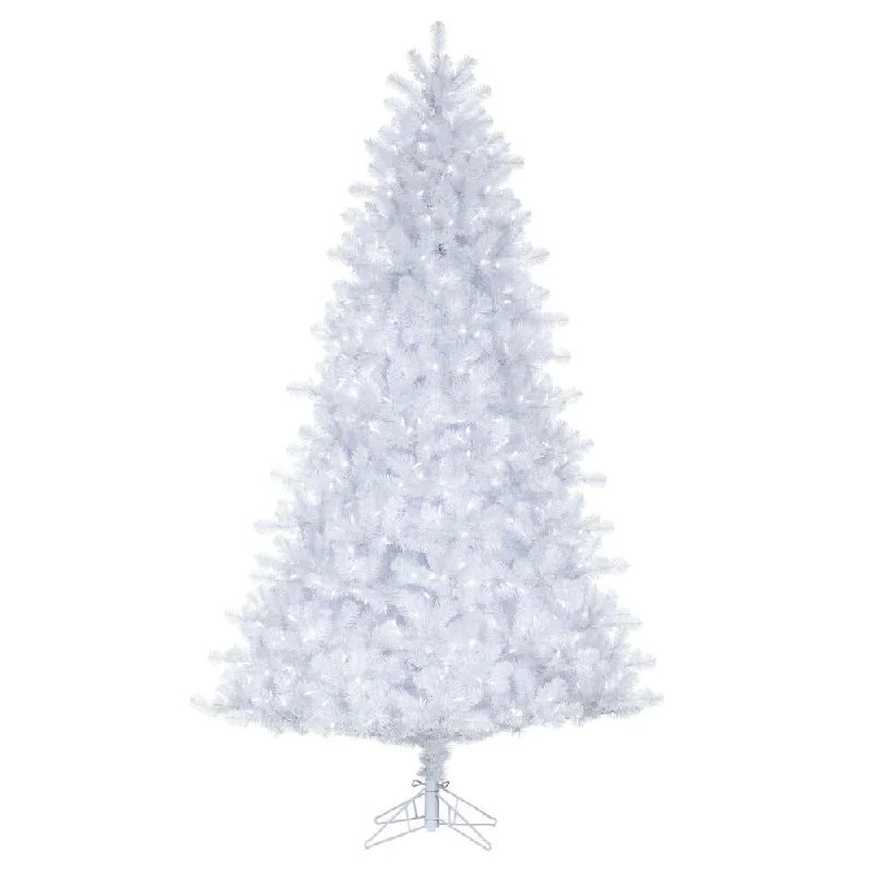 8.5' Crystal White Pine Artificial Christmas Tree Pure White LED Lights