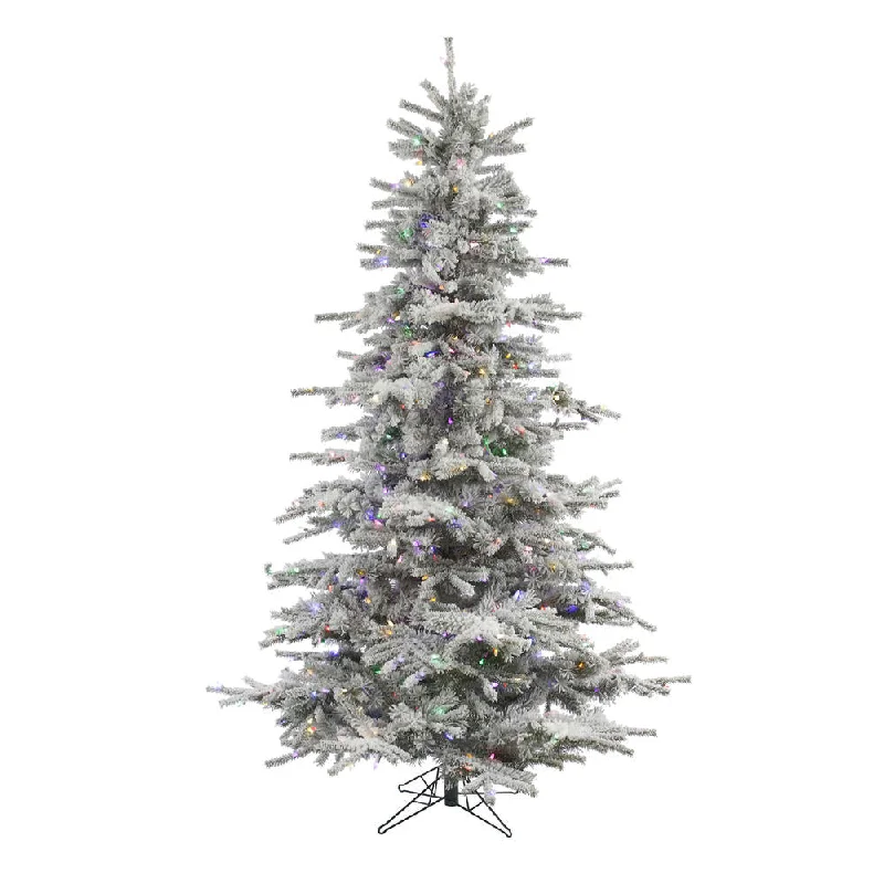 8.5' Flocked Sierra Fir Artificial Christmas Tree Colored LED Dura-Lit lights