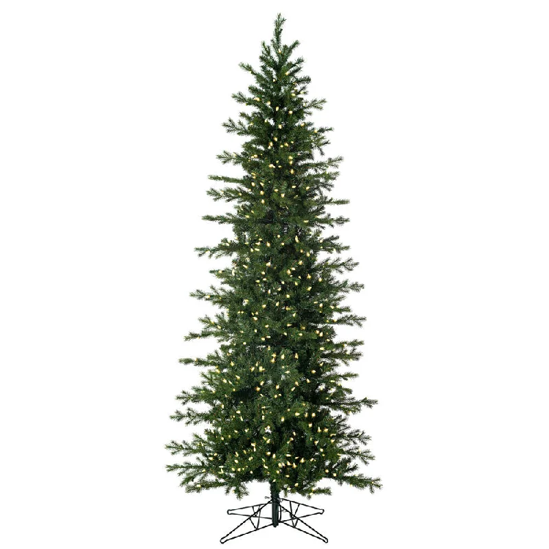 9' x 43" Moutauk Pine Artificial Xmas Pencil Tree with Warm White Dura-lit LED