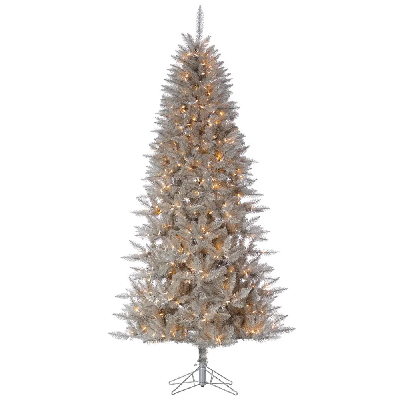 9' x 52" Platinum Fir Artificial Christmas Pencil Tree Warm White Dura-Lit LED