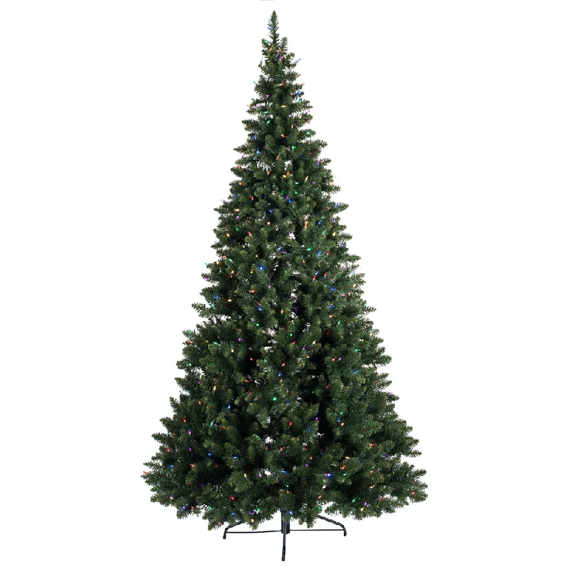 9' x 62" Chapel Pine Artificial Christmas Half Tree Multi-colored Dura-Lit LED