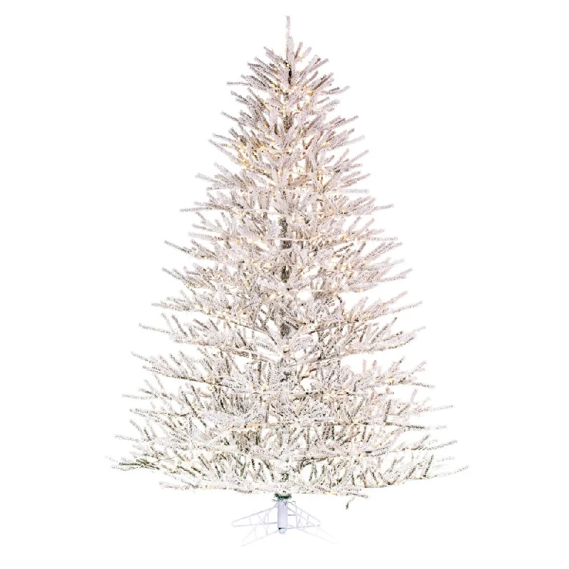 9' x 73" Flocked Pistol Pine Artificial Pre-lit Xmas Tree Warm White 3mm LED