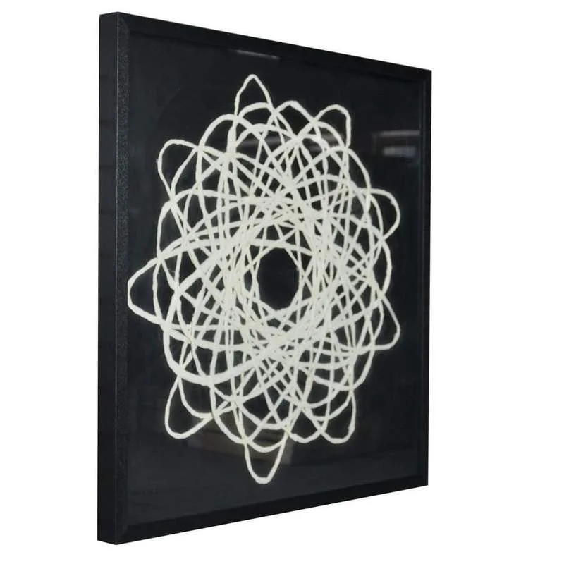 Benzara 23 x 35 Abstract Knot Shadow Box Walldecor, Black and White