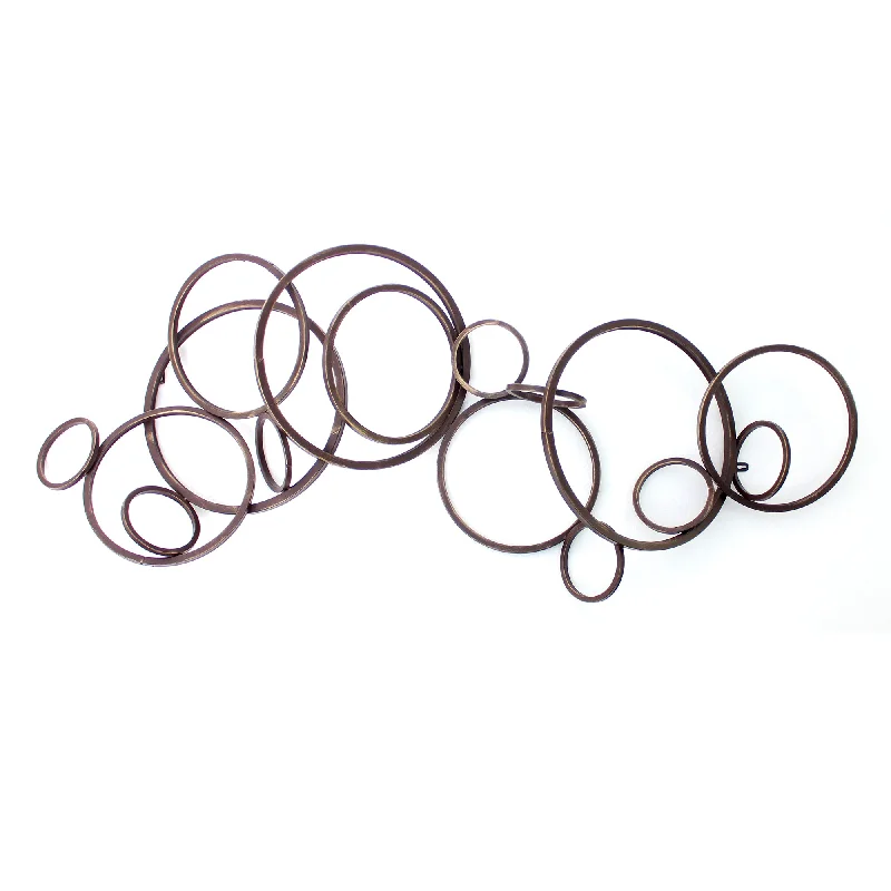 Benzara Industrial Style Metal Wall Decor with Multiple Circles, Bronze