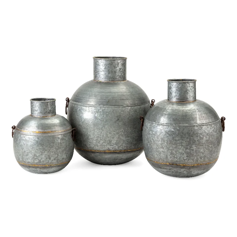 IMAX Worldwide Home Fulton Oversized Galvanized Vases - Set of 3