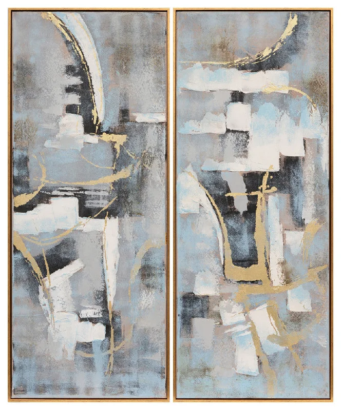 Sagebrook Home 70059 51x21”, Set of 2, Abstract Oil Painting, Multicolor