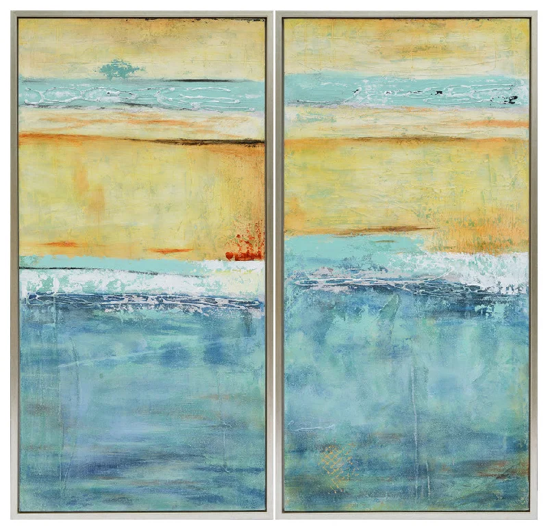 Sagebrook Home 70060 50x26" Set of 2, Ocean Oil Painting, Multicolor