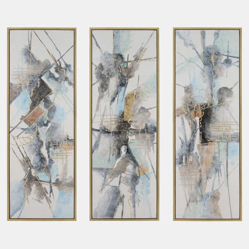 Sagebrook Home 70073 62"X22" Abstract Canvas, Multi Set of 3