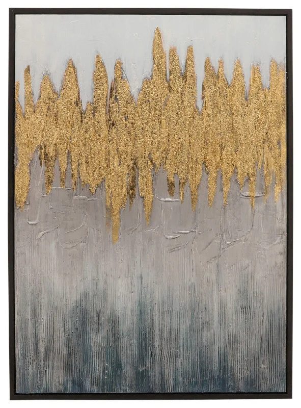 Sagebrook Home 70124 35"x47" Hand Painted Abstract Canvas with Gold Foil