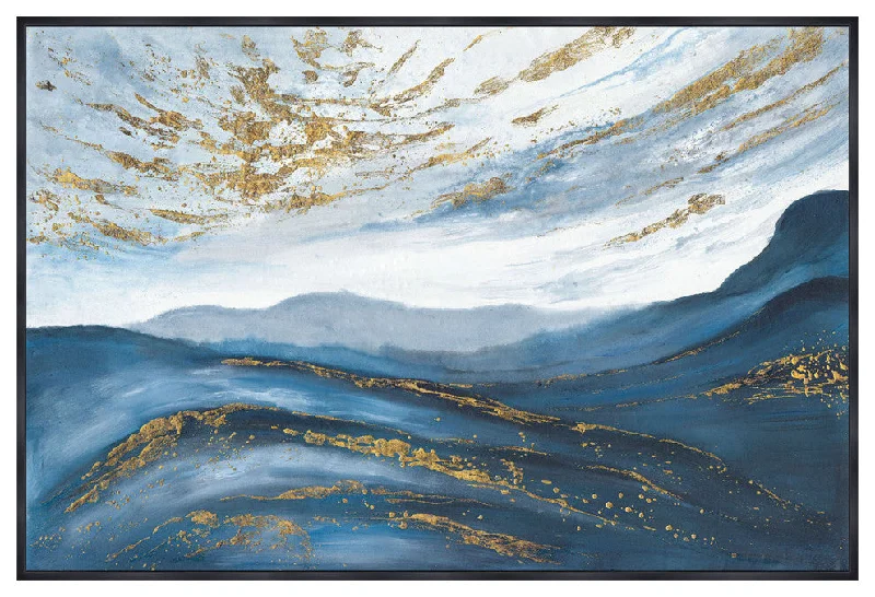 Sagebrook Home 70147 60x40 Hand Painted Canvas, Blue/Gold