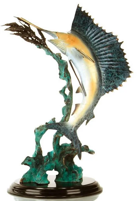 SPI Home 31996 Brass & Marble Ballyhoo for Sail (Sailfish) Sculpture -Desk Decor