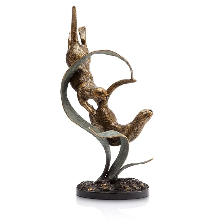 SPI Home 31643 Deep Divers Otters Sculpture, Brass - Home Decor