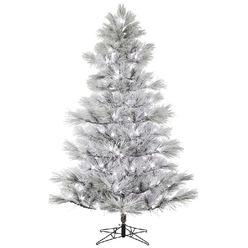 Vickerman 7.5'x52" Alder Long Needle  Artificial Xmas Tree Frosted White C7 LED