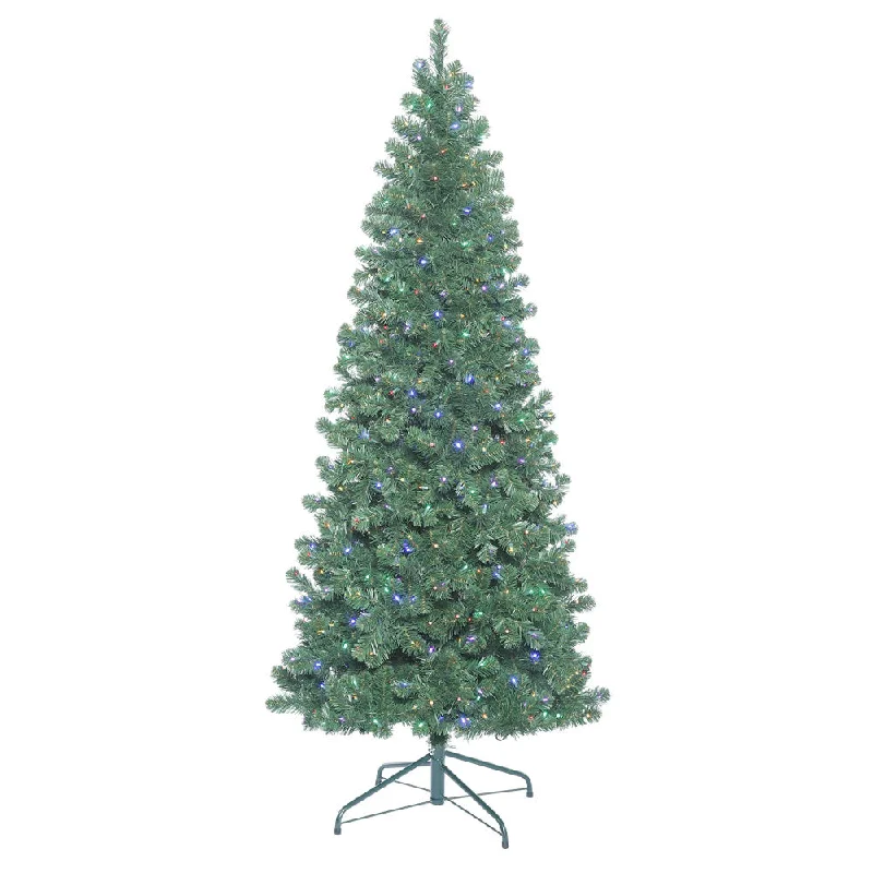 Vickerman 8.5' Oregon Fir Slim Artificial Christmas Tree Multi-Colored LED