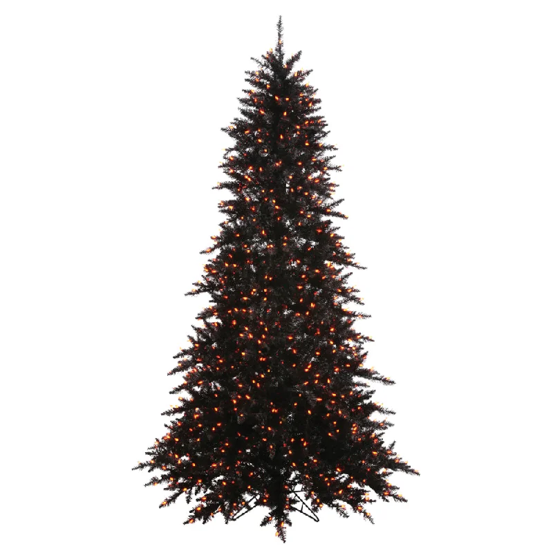 Vickerman 9' Black Fir Artificial Christmas Tree Orange Dura-Lit LED