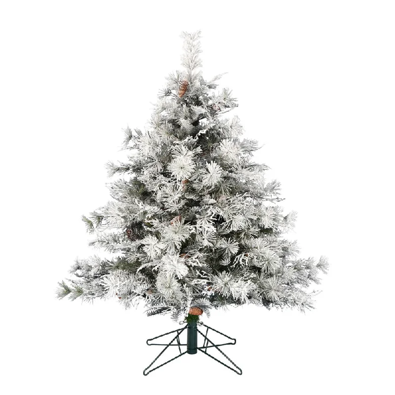 Vickerman 9' x 74" Flocked Cheshire Artificial Christmas Tree Unlit